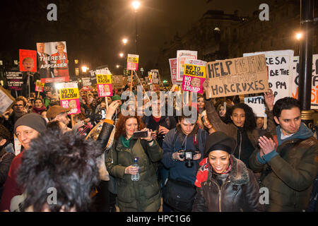 London UK. 20th Feburary 2017. Protesters gather in Parliament Square to coincide with a debate over the prospect of a Donald Trump state visit to the UK later this year. Credit: Michael Tubi/Alamy Live News Stock Photo