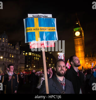 London UK. 20th Feburary 2017. Protesters gather in Parliament Square to coincide with a debate over the prospect of a Donald Trump state visit to the UK later this year. Credit: Michael Tubi/Alamy Live News Stock Photo