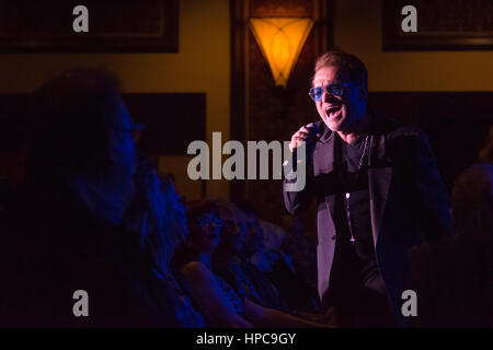 Las Vegas, USA. 20th Feb, 2017.  Bono impersonator Pavel Sfera performs during The Reel Awards at the Golden Nugget Hotel & Casino in Las Vegas, Nev., on February 20, 2017. The awards show is meant to be a humorous tribute to the Academy Awards.  Stock Photo