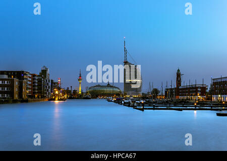 Night in Bremerhaven, nicely illuminated Stock Photo