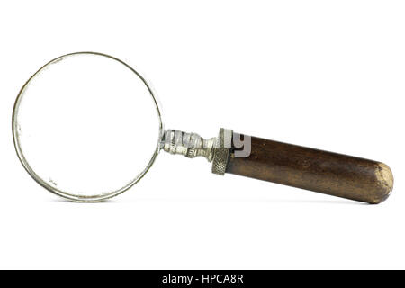 old magnifying glass isolated on white background Stock Photo