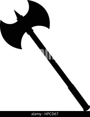 A black and white silhouette of a battle axe Stock Vector