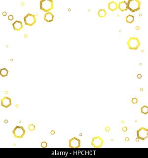 Gold vintage foil hexagons square frame on white background, vector ...