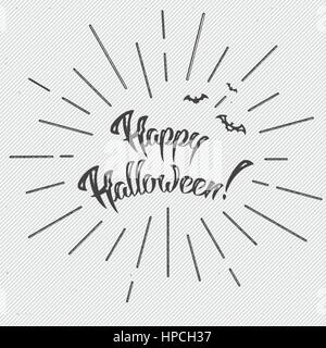 Happy Halloween Hand Lettering Card. Vector Retro Grunge Background, Calligraphy Banner Stock Vector