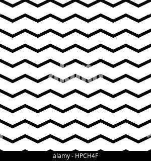 Vector zig zag seamless pattern. Black and white background Stock Vector