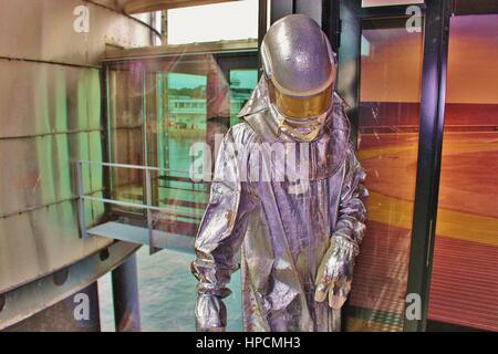 Stavanger, Norway: Model of an oil worker in working clothes in the Norwegian Petroleum Museum or Norsk Oljemuseum in Stavanger. Scandinavia, Europe. Stock Photo