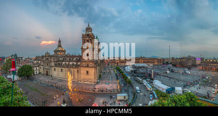 Zocalo square and Metropolitan cathedral of Mexico city Stock Photo