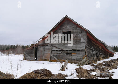 Collapsed Barn in Winter Stock Photo