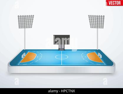 Concept of miniature tabletop handball arena Stock Vector