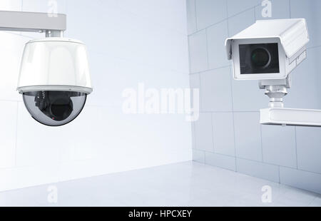 3d rendering cctv camera or security camera on indoor background Stock Photo