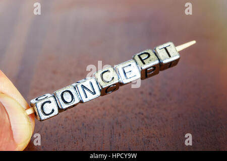 concept business marketing letters placed on a desk in precious wood Stock Photo