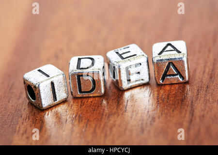 concept business marketing letters placed on a desk in precious wood Stock Photo