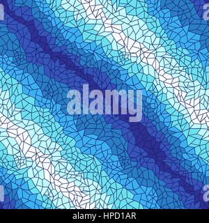 Lacy geometric seamless vector pattern in blue and white hues, blue lines forming the polygons Stock Vector