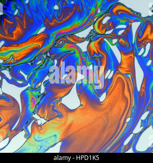 Psychedelic abstract formed by a soap bubble reflecting light Stock Photo