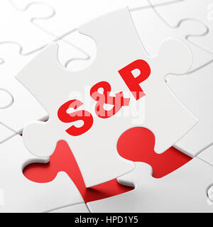 Stock market indexes concept: S&P on White puzzle pieces background, 3D rendering Stock Photo