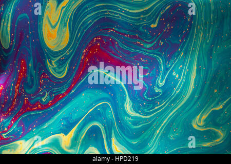 Psychedelic abstract formed by light on the surface of a soap bubble Stock Photo