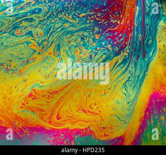 Psychedelic patterns formed on the surface of soap bubbles Stock Photo ...