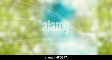 3d Coloured background with shiny lines against trees against sky Stock Photo
