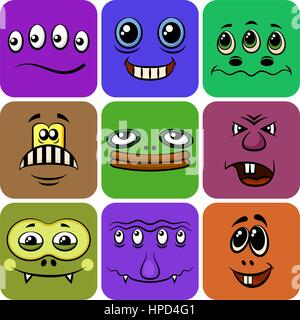 Monster Smileys, Set Stock Vector