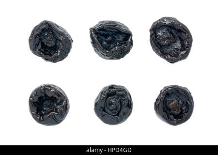 dried prunes isolated on white with clipping path Stock Photo
