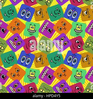 Monster Smileys, Seamless Stock Vector