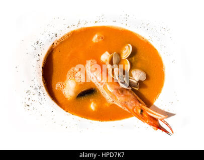 Fish Soup Spanish Seafood Soup Sopa Marinera or Sopa de Mariscos from Frigiliana Costa del Sol Andalucia Spain Stock Photo
