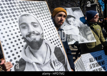 New York, USA 17 February 2017 - Activists rallied in Washington Square, in solidarity with the  General Strike, to protest Trump Administration and their anti-democratic policies.  ©Stacy Walsh Rosenstock/Alamy Stock Photo