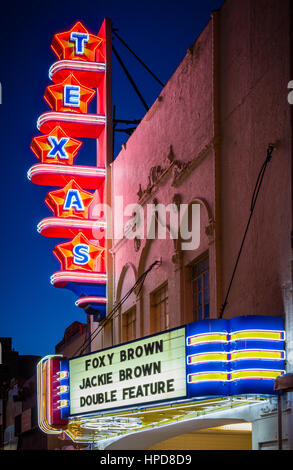 The Texas Theatre is a movie theater and Dallas Landmark located in the Oak Cliff neighborhood of Dallas, Texas. Stock Photo