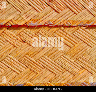 a wall build on wicker bamboo like abstract vintage surface Stock Photo