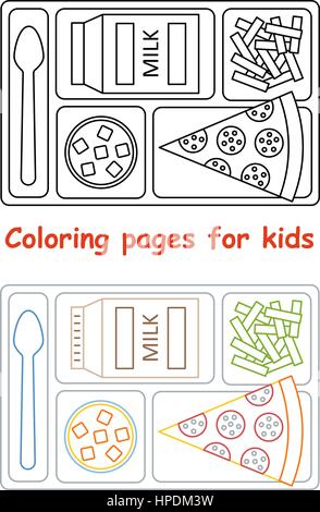 Coloring pages for kids with lunch tray Stock Vector Image & Art - Alamy