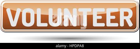 VOLUNTEER - Abstract beautiful button with text. Stock Vector