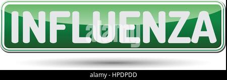 INFLUENZA - Abstract beautiful button with text. Stock Vector