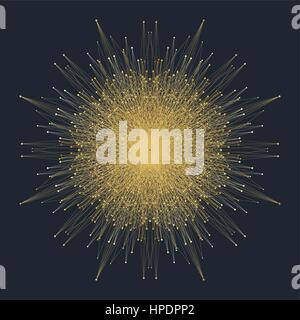 Fractal element with connected lines and dots. Big data complex. Virtual background communication or particle compounds. Digital data visualization, minimal array. Lines plexus. Vector illustration. Stock Vector