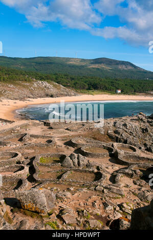 The Castro de Baroña, Celtic settlement -1st century BC, Porto do Son, La Coruña province, Region of Galicia, Spain, Europe Stock Photo