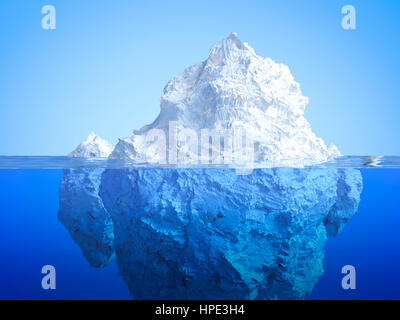 3d rendering iceberg floating on blue ocean Stock Photo