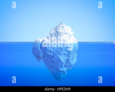 3d rendering iceberg floating on blue ocean Stock Photo