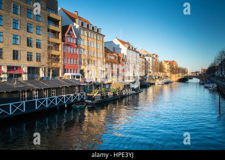 quayside buildings overlooking christianshavn canal copenghagen Stock Photo
