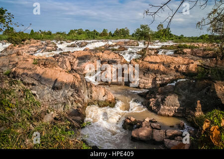 Powerful Don Khon (Khon Phapheng ) waterfall on the Mekong river, Don Det, Laos Stock Photo