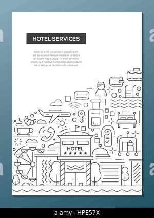 Hotel Services - line design brochure poster template A4 Stock Vector