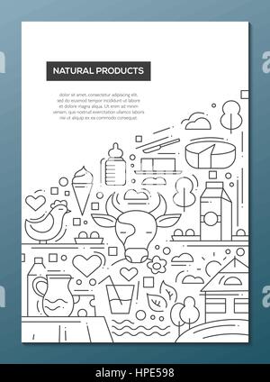 Natural Products - line design brochure poster template A4 Stock Vector
