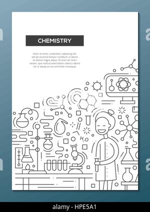 Chemistry - line design brochure poster template A4 Stock Vector Image ...