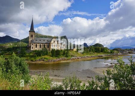 The Vagan church, nicknamed Lofoten Cathedral, in Kabelvag, Norway Stock Photo