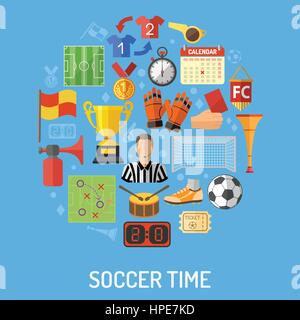 Soccer Flat Icon Concept Stock Vector