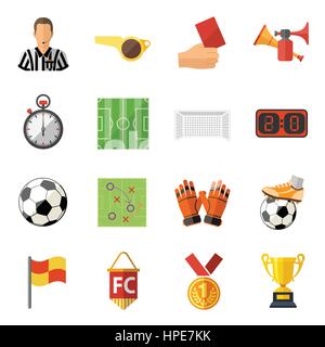 Soccer Flat Icon Set Stock Vector