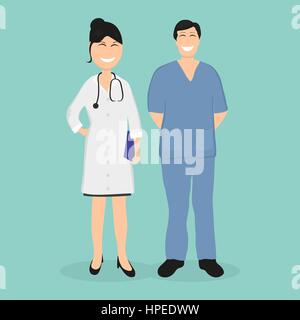 Two doctor in hospital, flat design Stock Vector Image & Art - Alamy