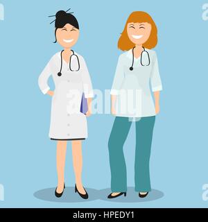Two women gay doctor in hospital Stock Vector