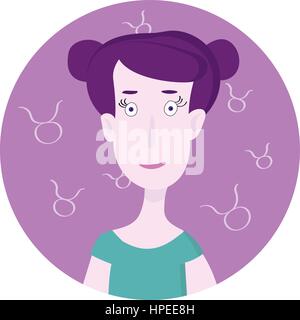 Woman cartoon portrait representing Taurus Zodiac Sign Stock Vector