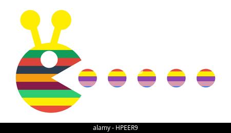 Computer game character eats a point Stock Vector