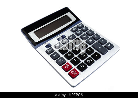 Calculator inclined isolated on white background Stock Photo