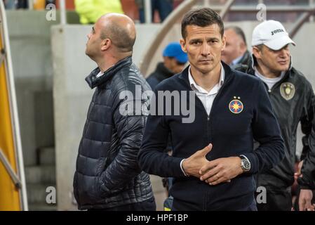 April 29, 2015: Costantin Galca the coach of FCSB  in action during the Liga I Soccer Romania game between FC Steaua Bucharest ROU and ASA 2013 Targu Mures ROU at National Arena, Bucharest,  Romania ROU. Foto: Catalin Soare Stock Photo